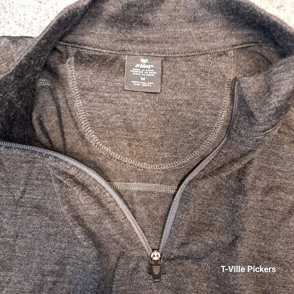 Kuhl Mens Quarter Zip Pullover Charcoal Gray Heather Mock Neck Active Top Size M